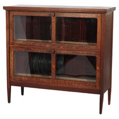 Antique Victor Victrola Oak 78RPM Record Storage Cabinet & 31 Records C1920