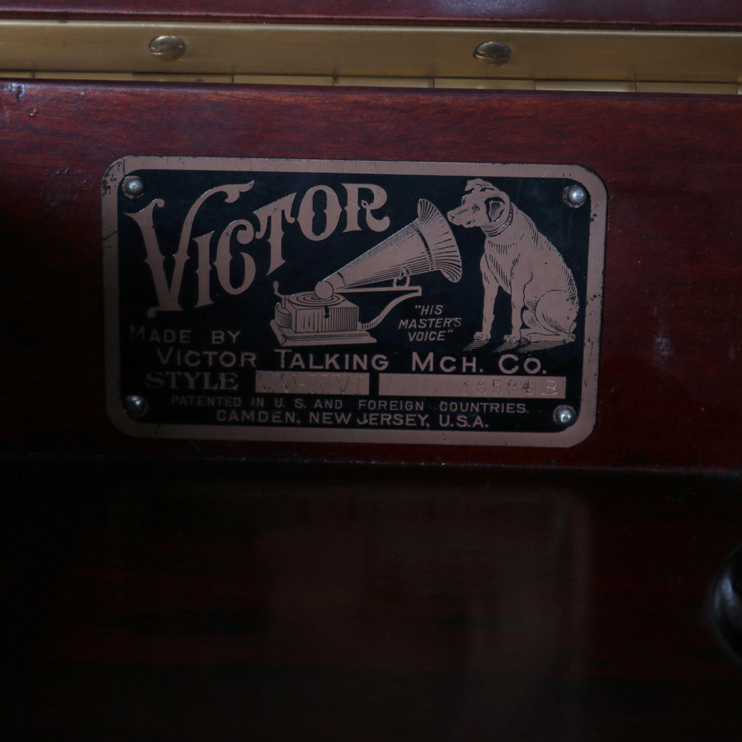 Antiker Victor Victrola Eichenholzkoffer Standmodell Phonograph:: VV-XVI 16584B 1
