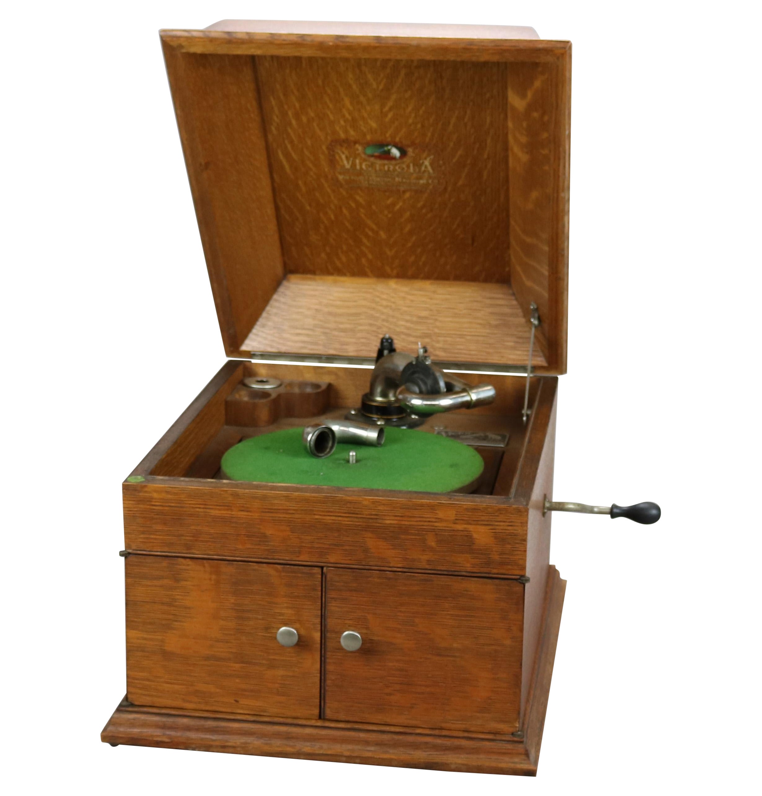 Antique Victor Victrola Oak Table Top Phonograph Circa 1910