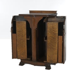 Antique Victor Victrola Old School Oak Record Cabinet C1920