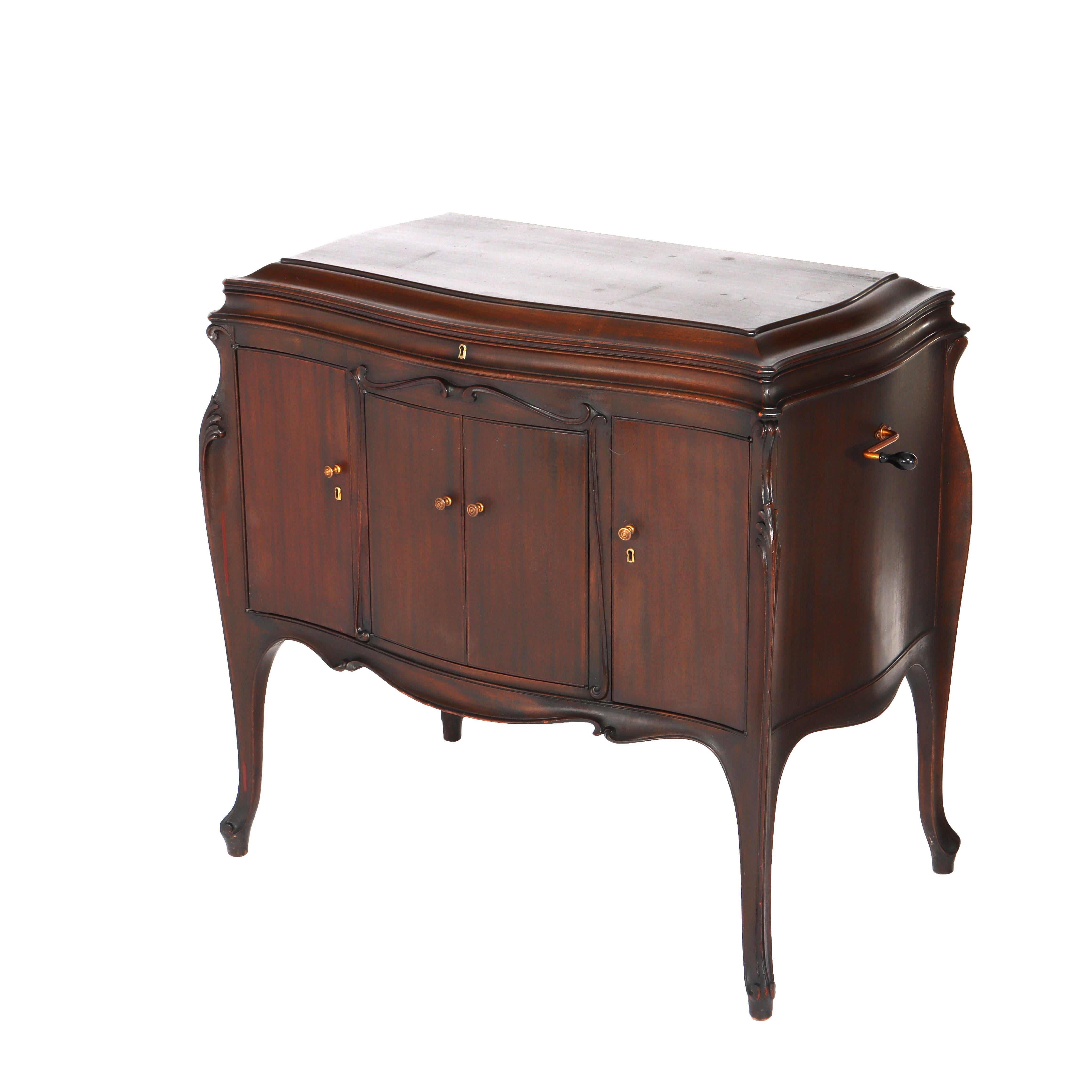 Antique Victor Victrola VV-230 Mahogany Phonograph Credenza Cabinet C1920 For Sale 2