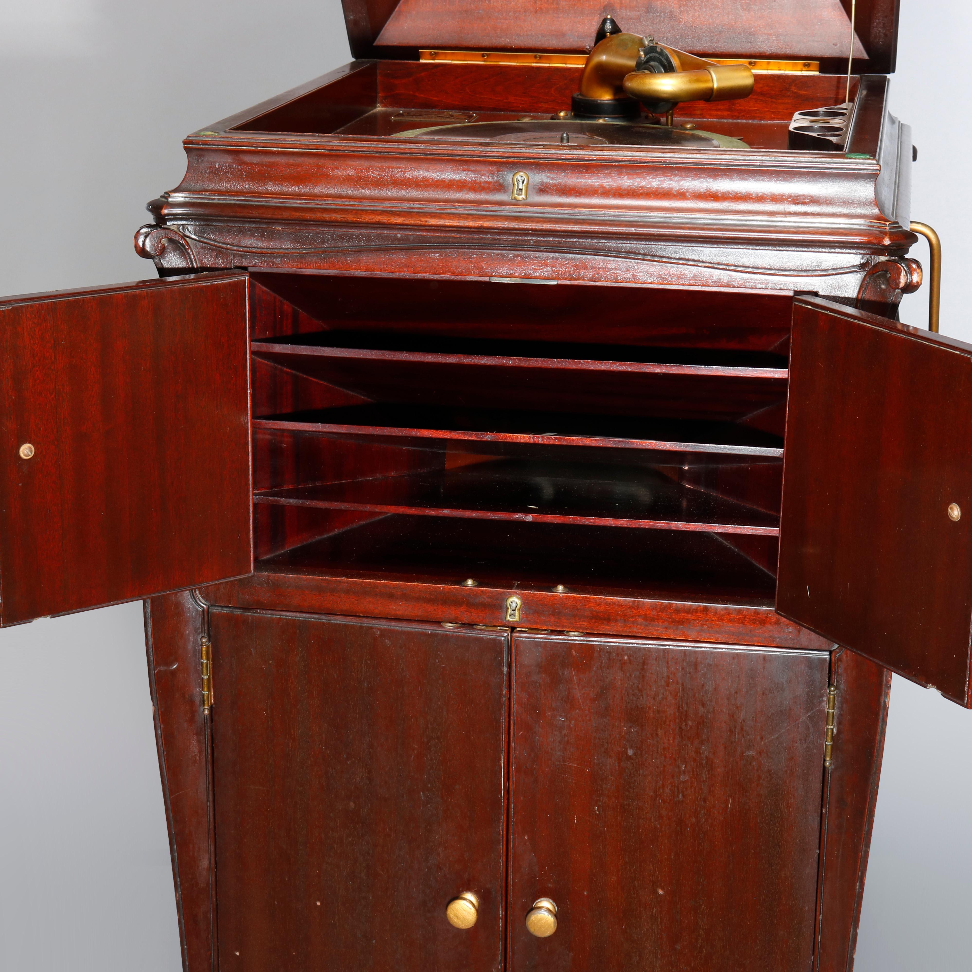 Victorian Antique Victor Victrola XVI Mahogany Floor Model Phonograph, Circa 1920