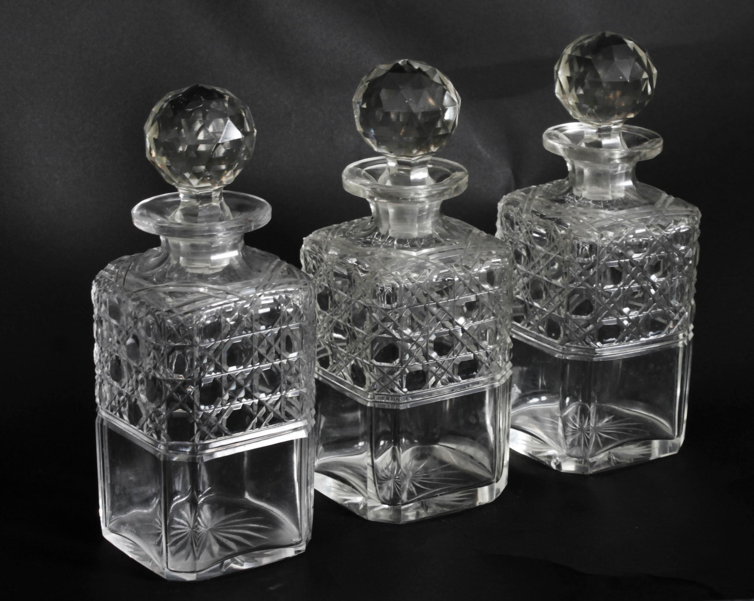 Ancienne carafe Victorienne Coromandel Trois carafes en cristal Tantale et Jeux 19ème siècle en vente 12