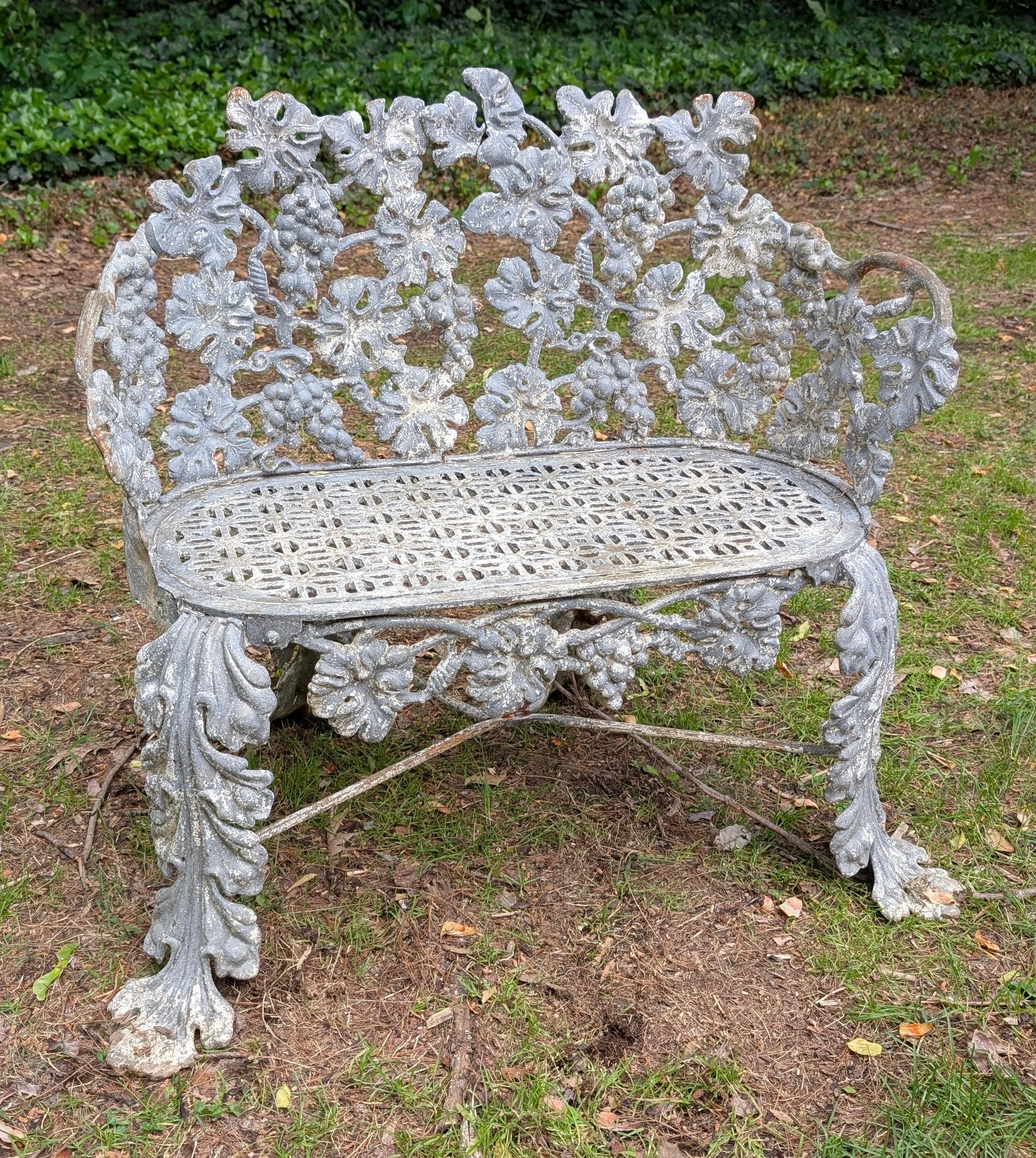 American Antique Victoria Cast Iron Painted Garden Bench For Sale