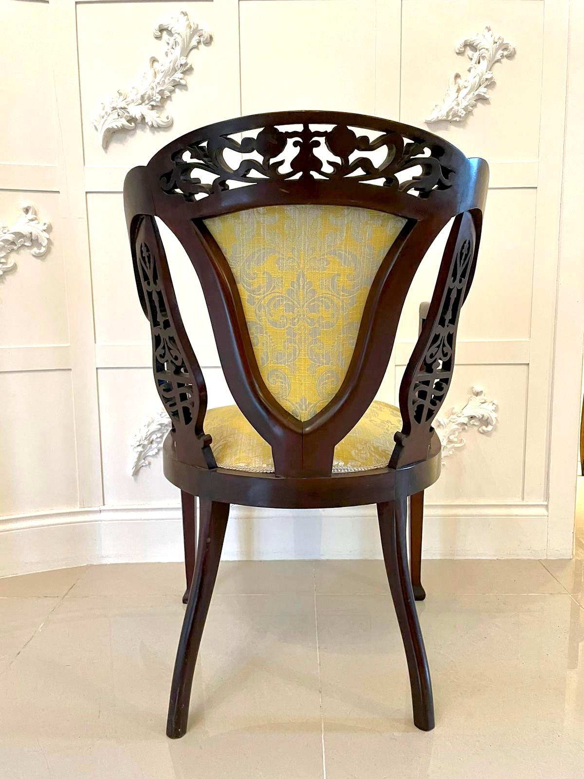 Antique Victorian Unusual Carved Mahogany Armchair For Sale 2