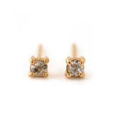 Antique Victorian 0.12ct Diamond 18ct Gold Earrings