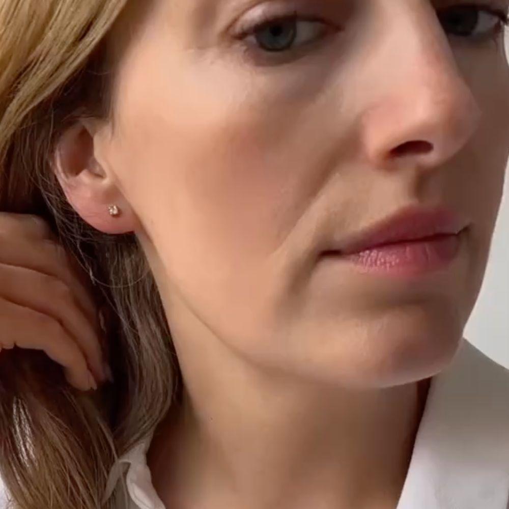 Vittoriano Orecchini antichi vittoriani in oro 18 ct e diamanti 0,12ct in vendita