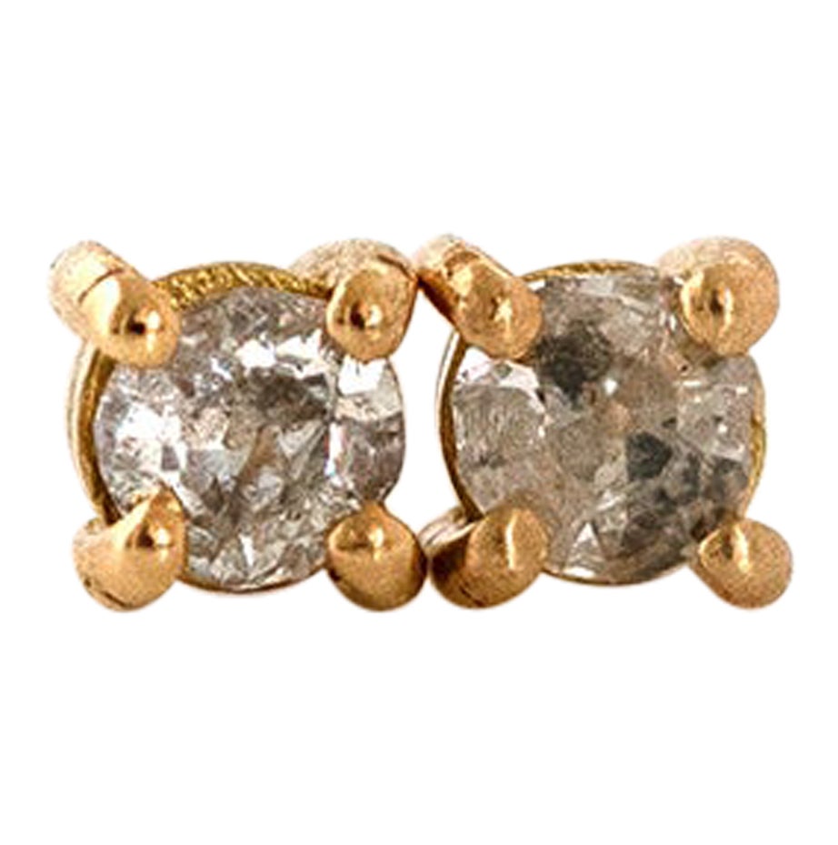 Orecchini antichi vittoriani in oro 18 ct e diamanti 0,12ct in vendita