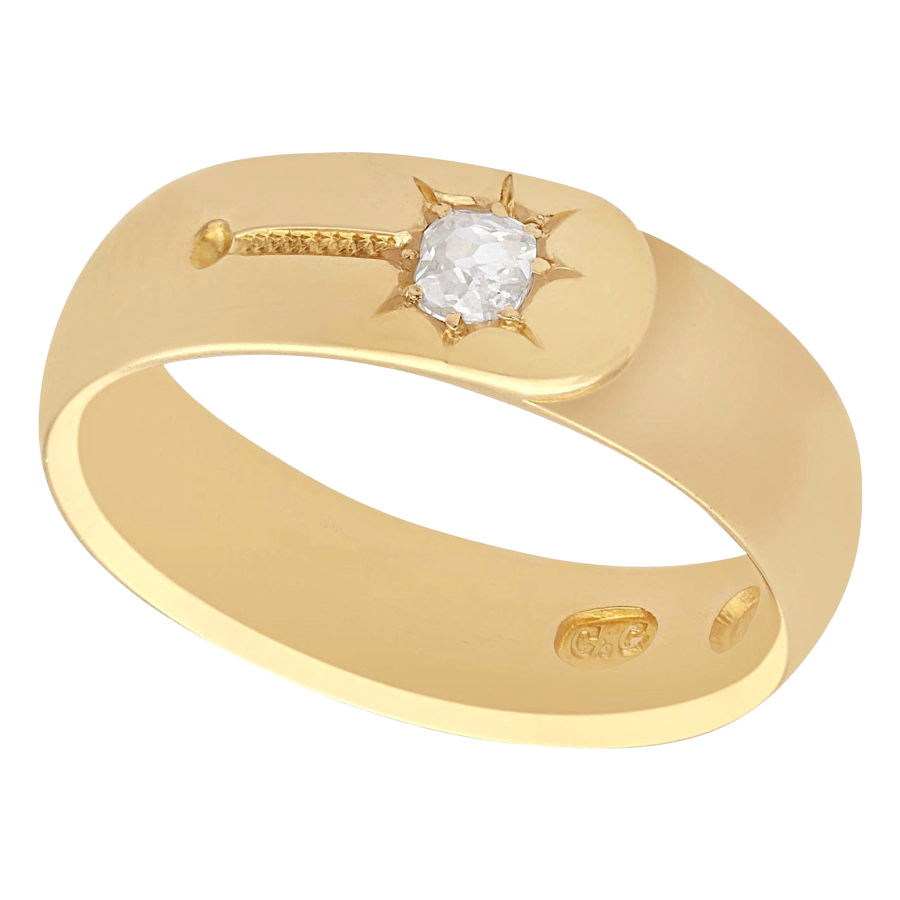 Antique Victorian 0.19Ct Diamond and 18k Yellow Gold Wedding Band