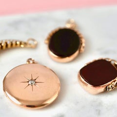 Antique Victorian 0.36ct Diamond Large Round 9ct Gold Locket Necklace