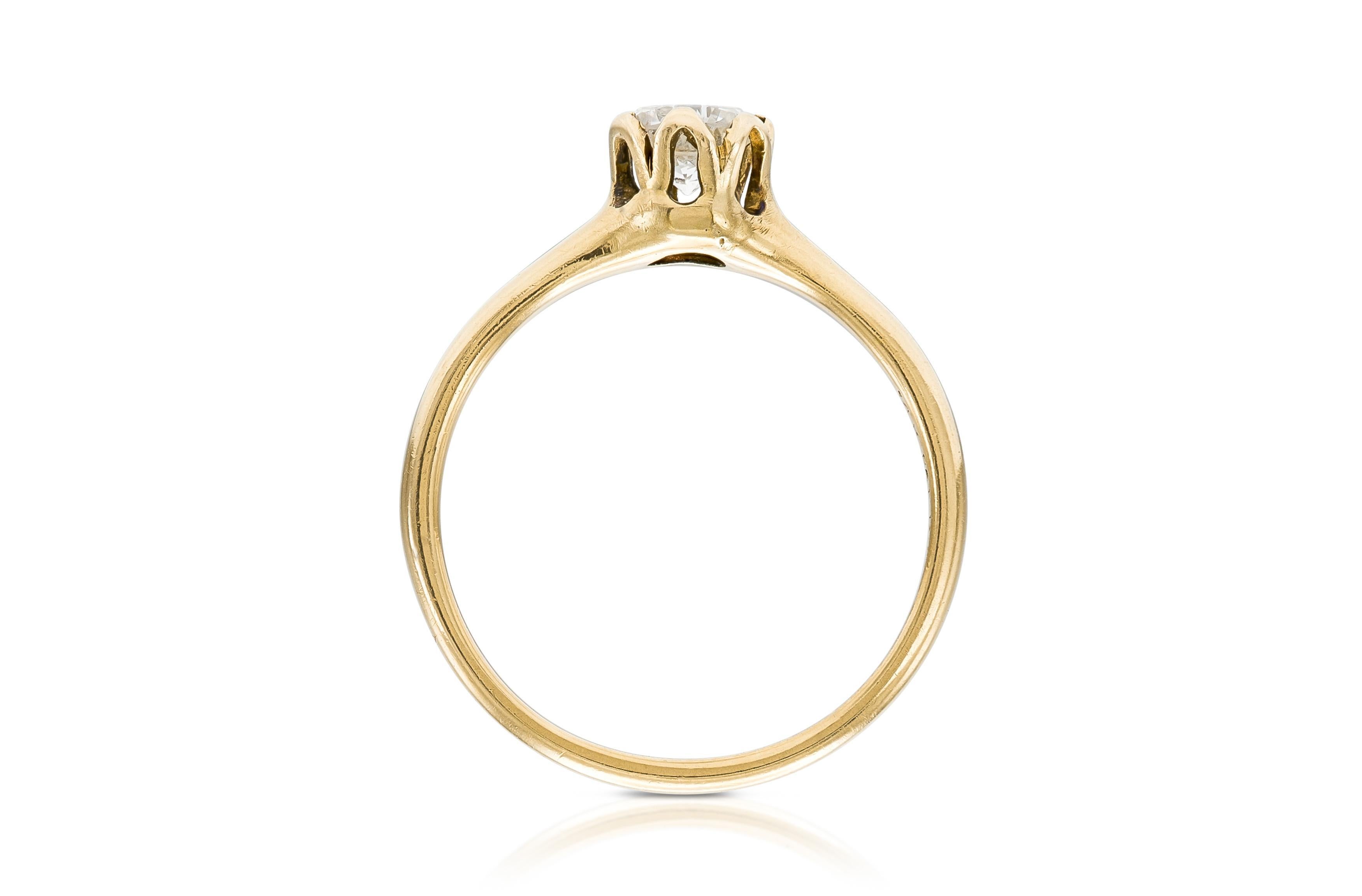Taille vieille Europe Bague de fiançailles victorienne ancienne avec diamant de 0.50 carat en vente