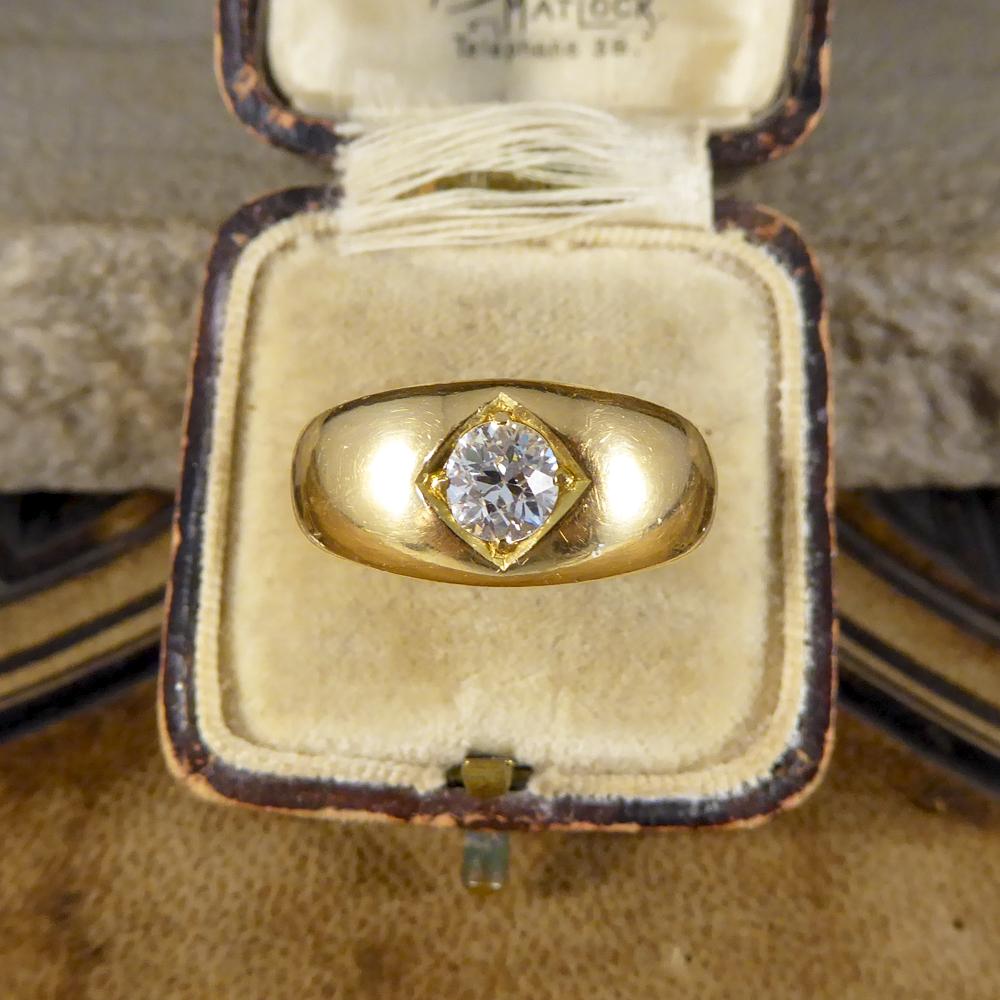 Antique Victorian 0.50 Carat Diamond Gypsy Set Ring in 18 Carat Yellow Gold 4