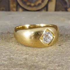 Bague ancienne victorienne en or jaune 18 carats sertie de diamants (0::50 carat)