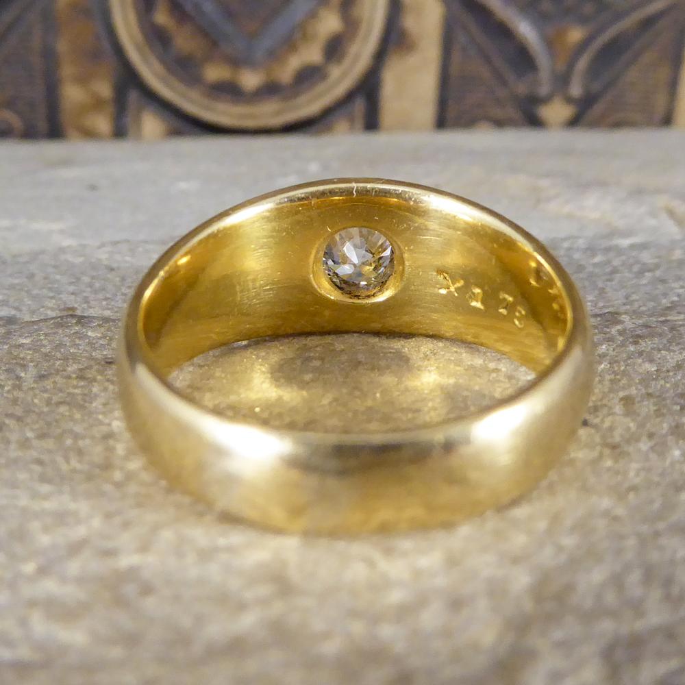 Old European Cut Antique Victorian 0.50 Carat Diamond Gypsy Set Ring in 18 Carat Yellow Gold