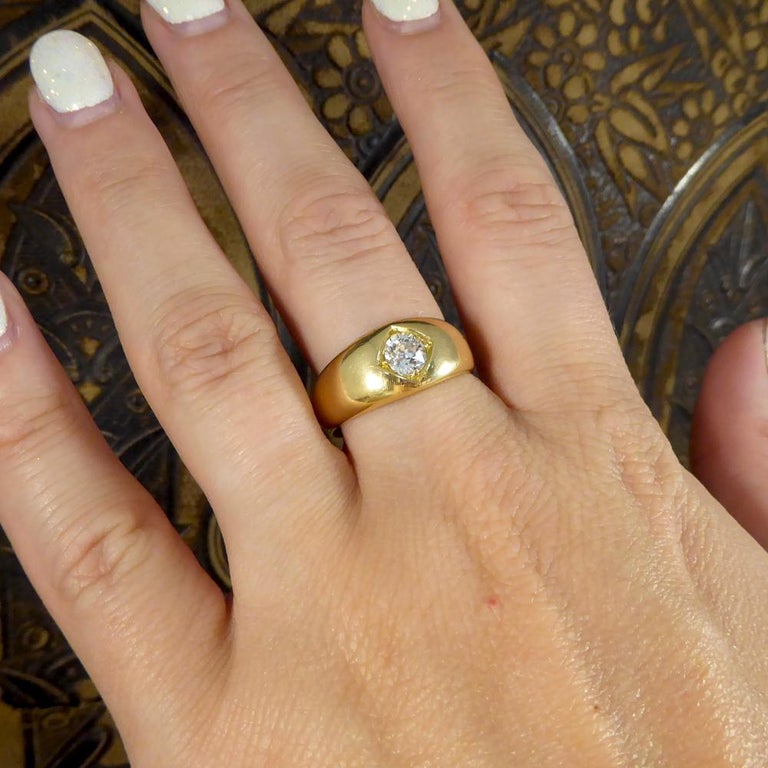 Antique Victorian 0.50 Carat Diamond Gypsy Set Ring in 18 Carat Yellow
