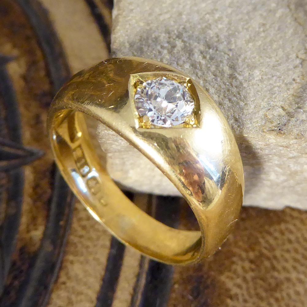 Antique Victorian 0.50 Carat Diamond Gypsy Set Ring in 18 Carat Yellow Gold 2