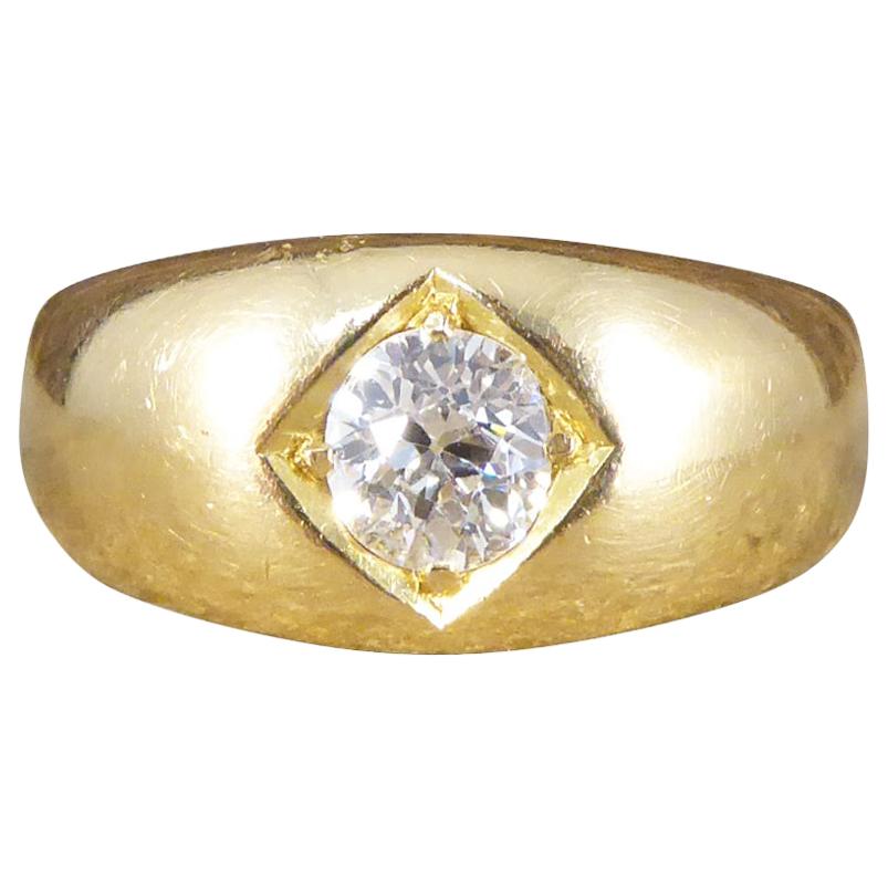 Antique Victorian 0.50 Carat Diamond Gypsy Set Ring in 18 Carat Yellow Gold