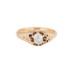 Antique Victorian 0.55 Carat Cushion Diamond Ring 18 Karat Yellow Gold