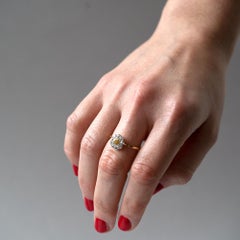 Antique Victorian 0.65ct Yellow Diamond 18ct Gold Diamond Cluster Ring