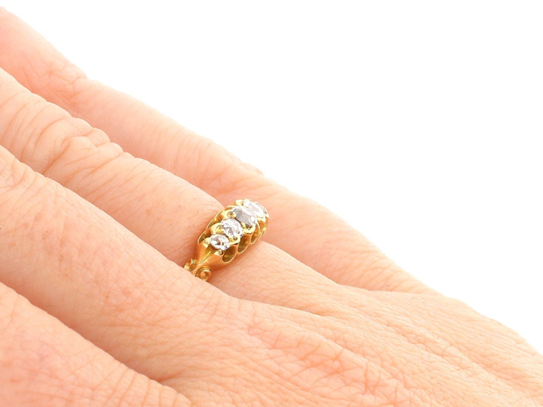 Victorian 0.66 Carat Diamond and 18k Yellow Gold Five Stone Ring In Excellent Condition For Sale In Jesmond, Newcastle Upon Tyne
