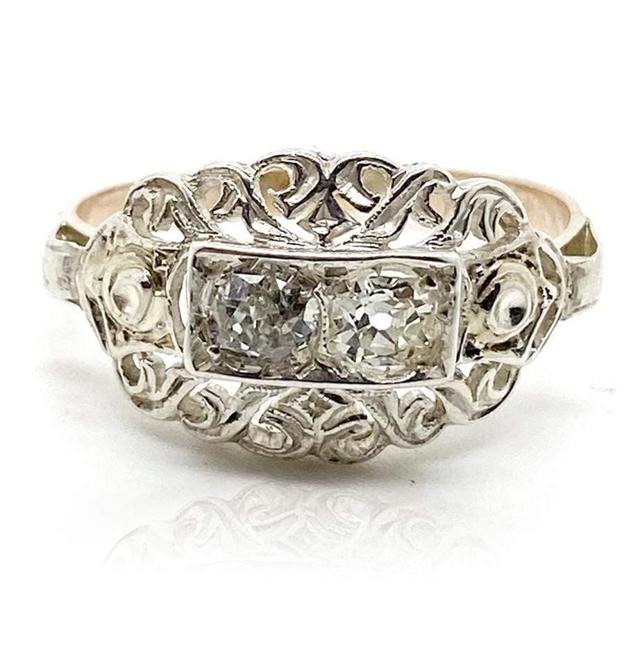 Women's or Men's Antique Victorian 0.70 Carat Diamond 14 Carat Gold Ring For Sale