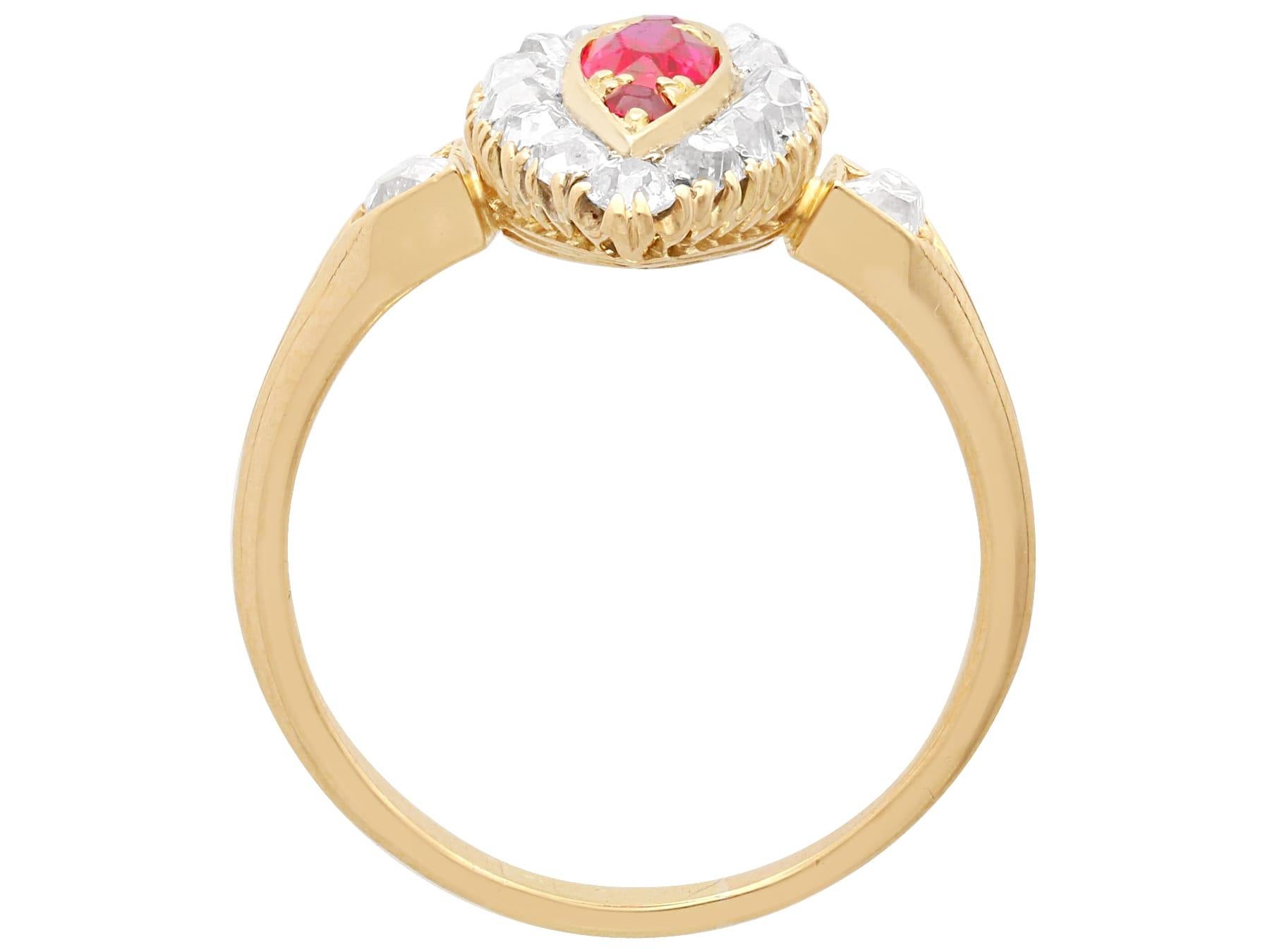 Victorian Ruby and 2.13 Carat Diamond Yellow Gold Dress Ring In Excellent Condition For Sale In Jesmond, Newcastle Upon Tyne