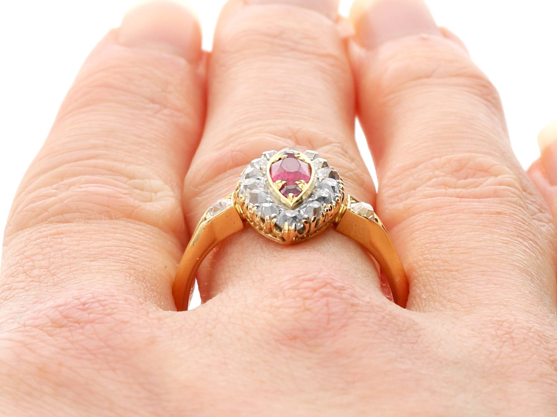 Victorian Ruby and 2.13 Carat Diamond Yellow Gold Dress Ring For Sale 2