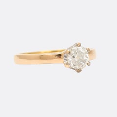 Antique Victorian 0.78 Carat Old Mine Cut Diamond Solitaire Ring