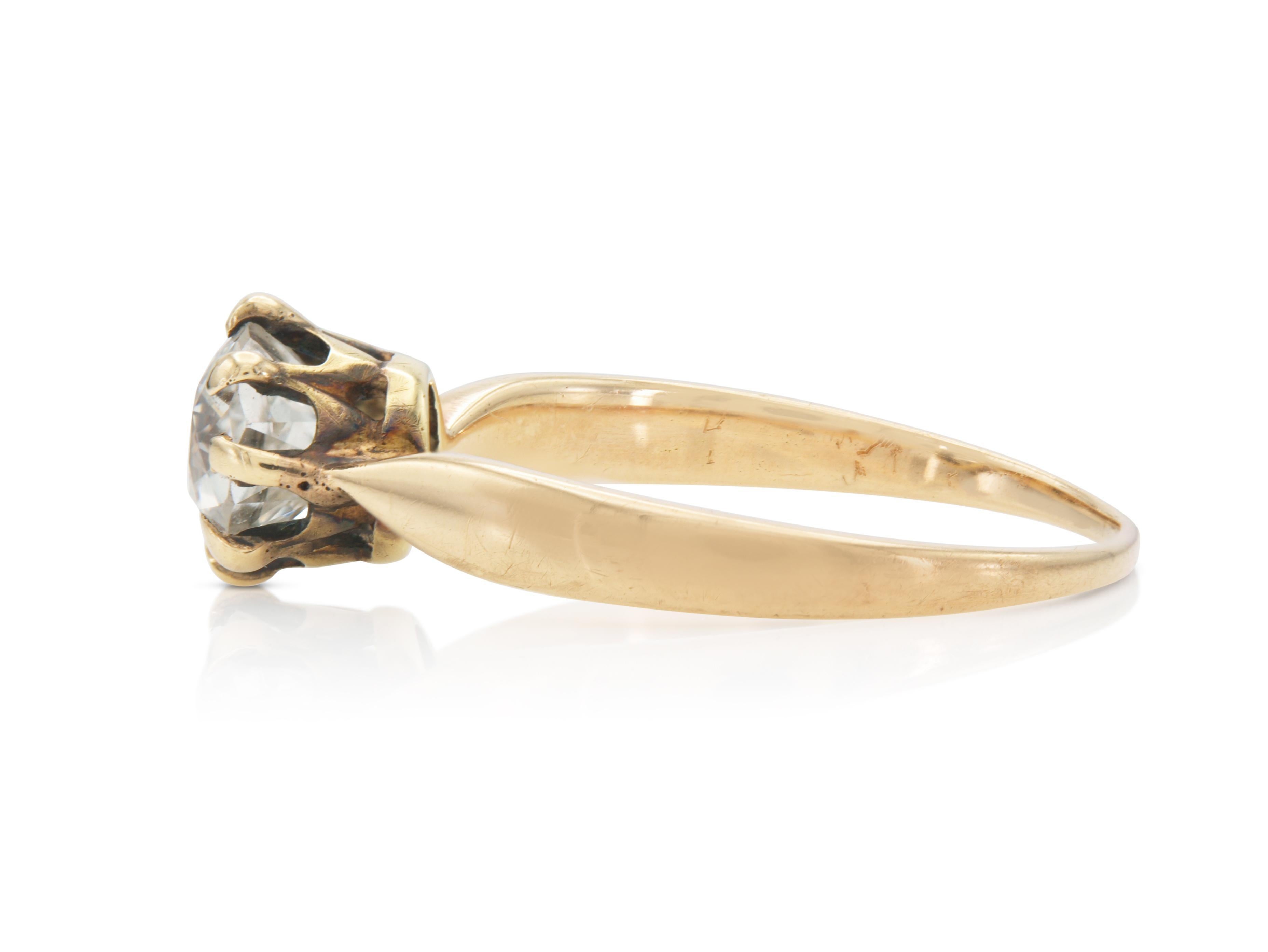 Taille vieille Europe Bague de fiançailles victorienne ancienne avec diamant de 0,90 carat en vente