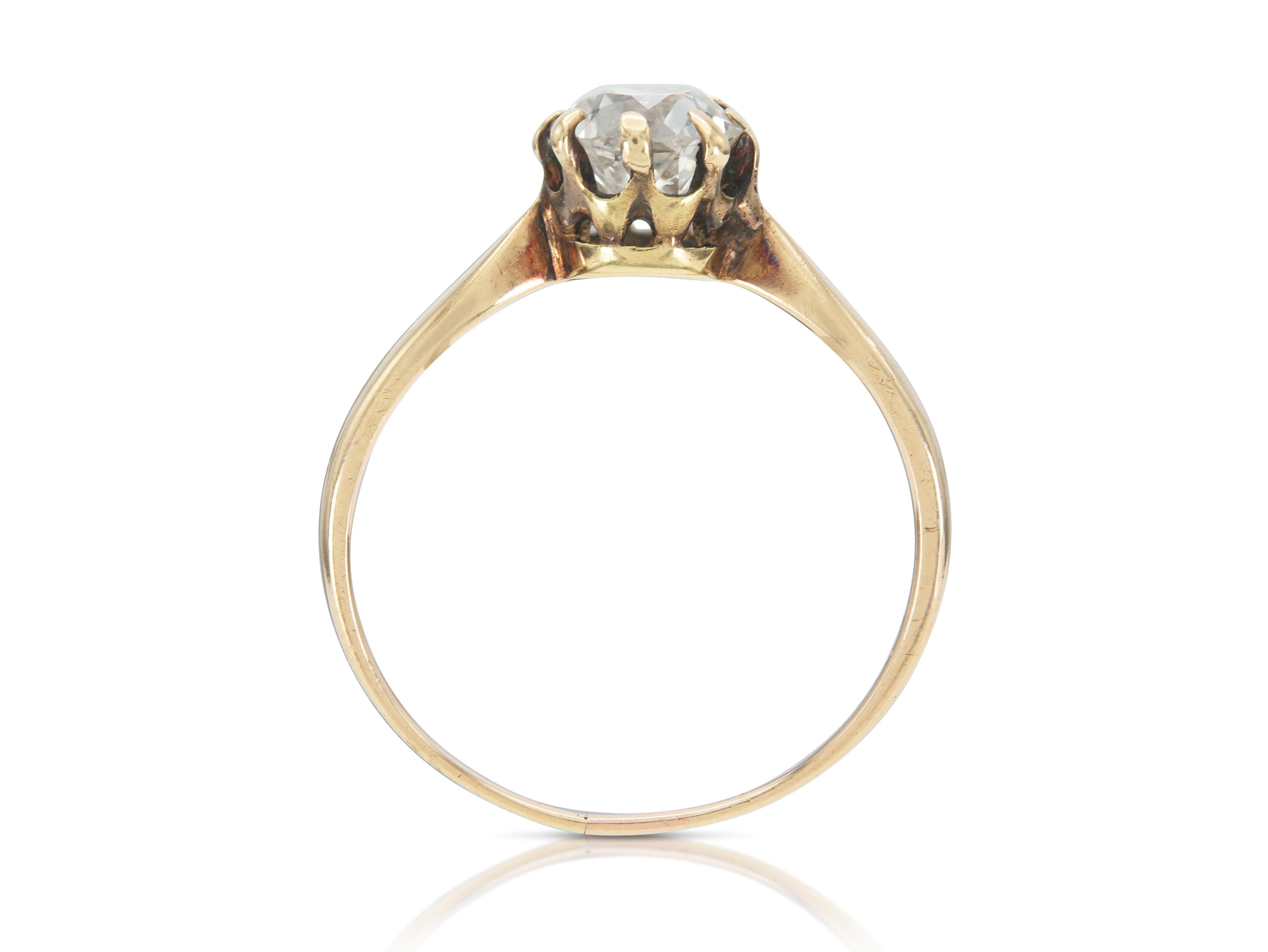 Bague de fiançailles victorienne ancienne avec diamant de 0,90 carat Bon état - En vente à New York, NY