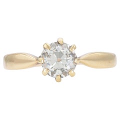 Anillo de compromiso de diamantes antiguo victoriano de 0,90 quilates