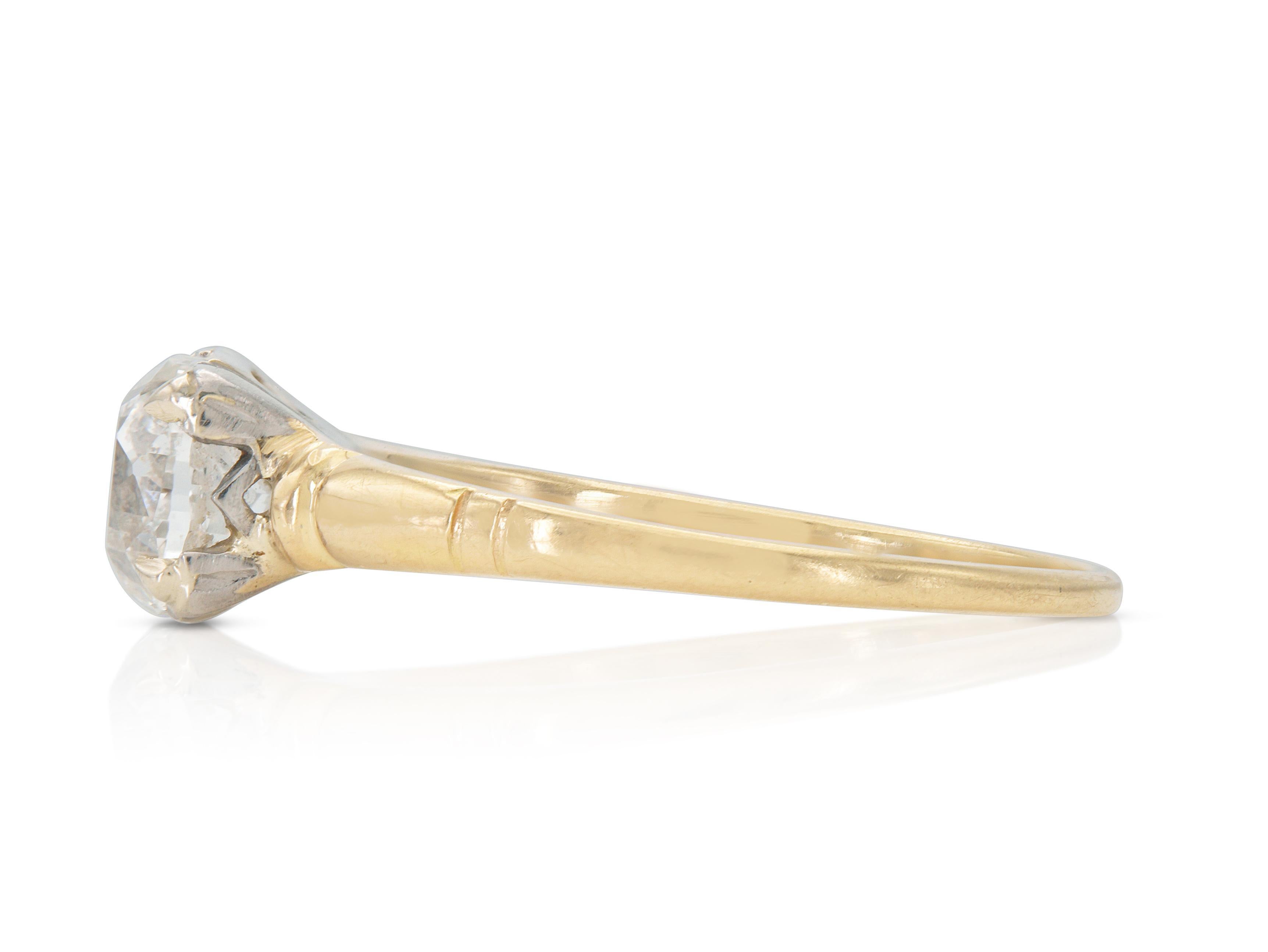 Antiguo anillo de compromiso victoriano de diamantes talla europea de 0,94 quilates Victoriano en venta