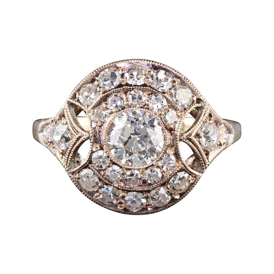 Antique Victorian 10 Karat Rose Gold Diamond Engagement Ring