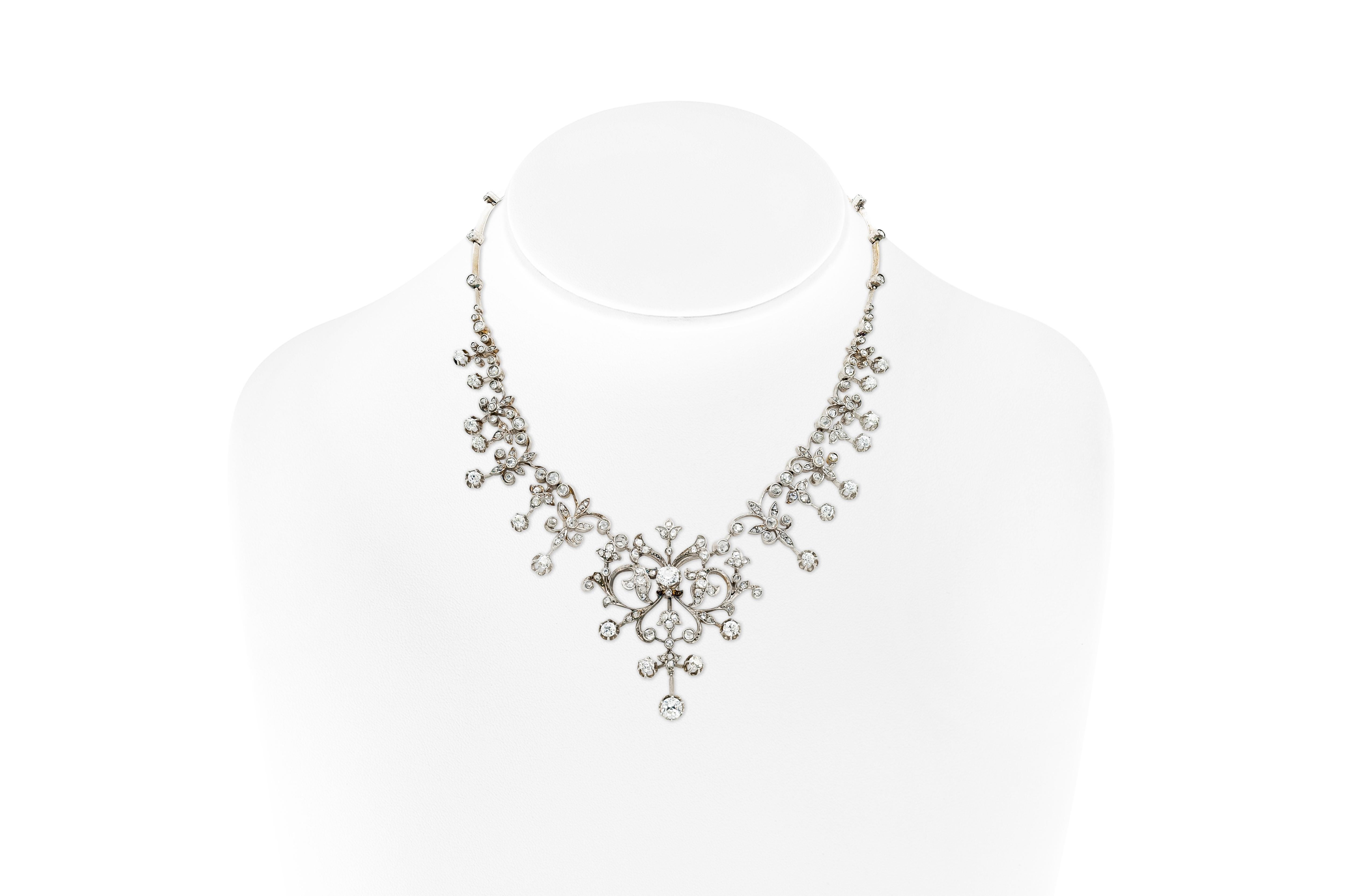 Victorien Antique collier victorien à diamants de 10.00 carats en vente