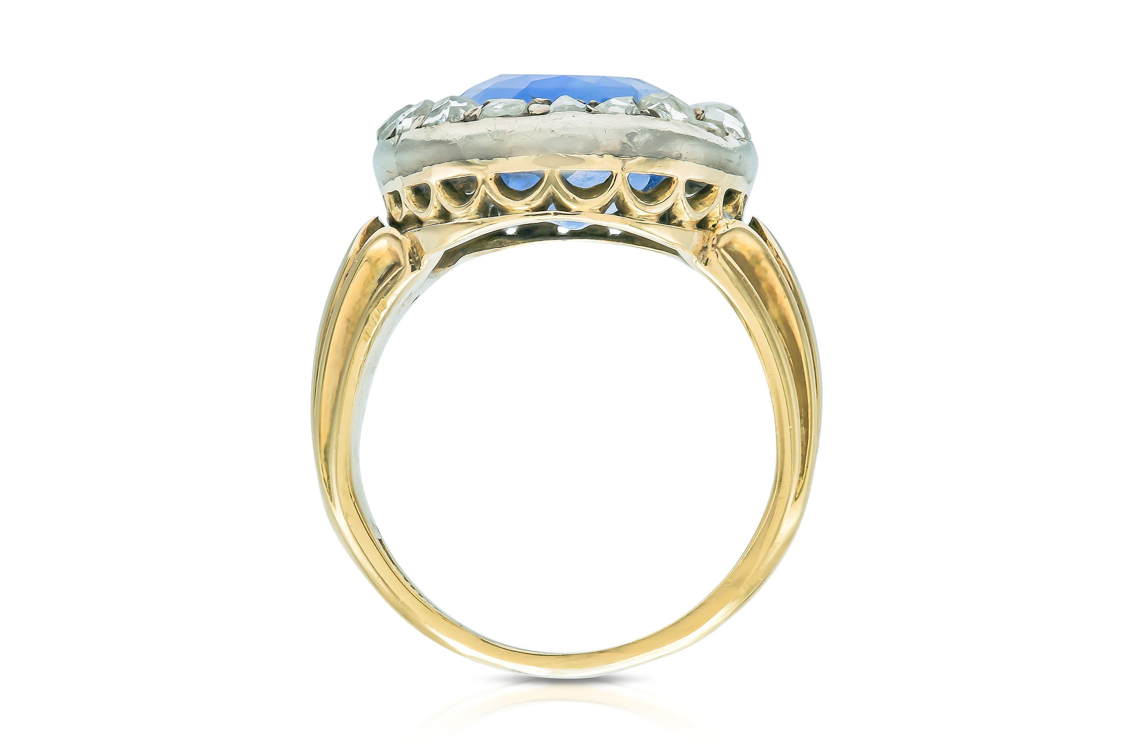 Taille ovale Ancienne bague victorienne en saphir taille ovale de 10,00 carats avec diamants en vente