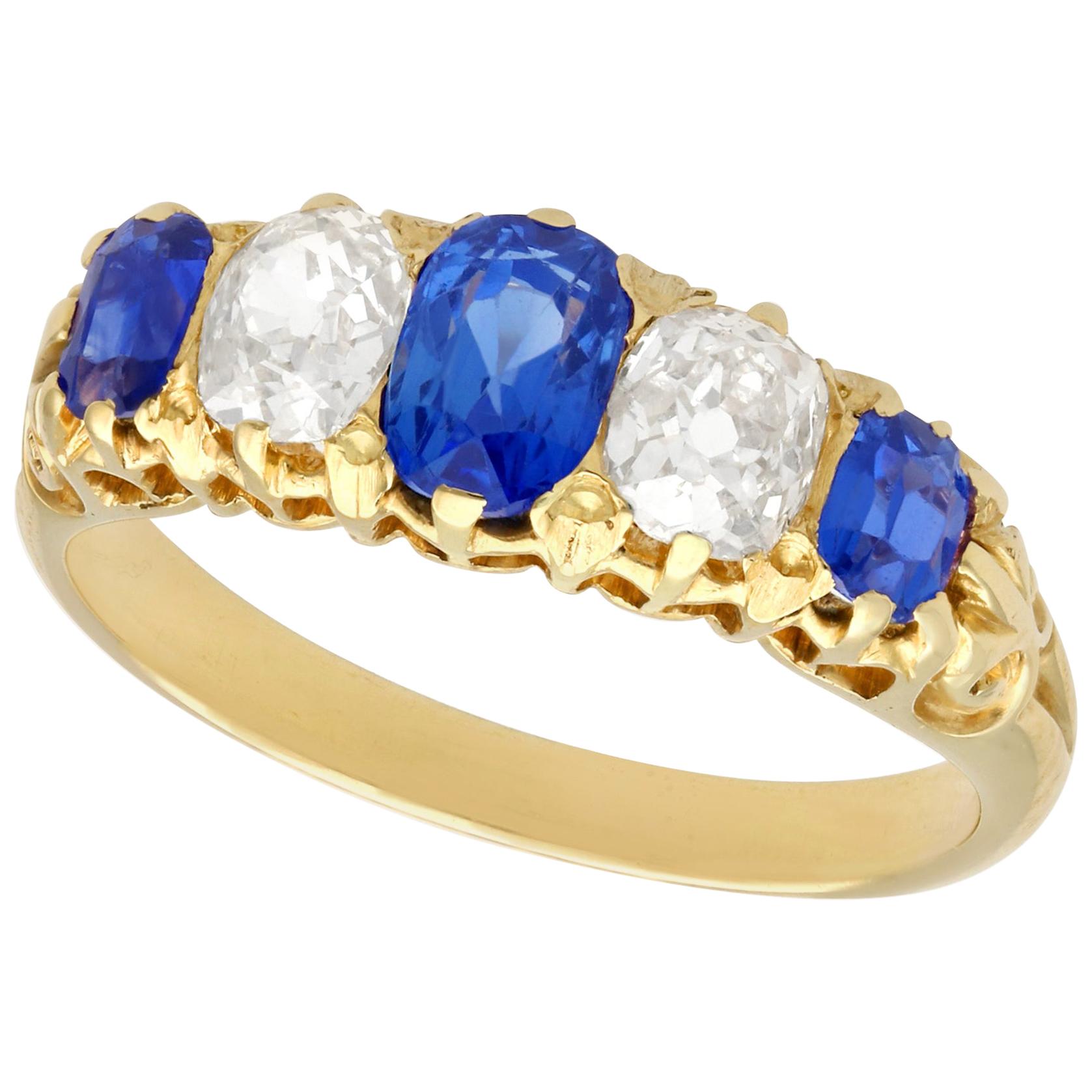Victorian Sapphire Diamond Silver Yellow Gold Ring at 1stDibs