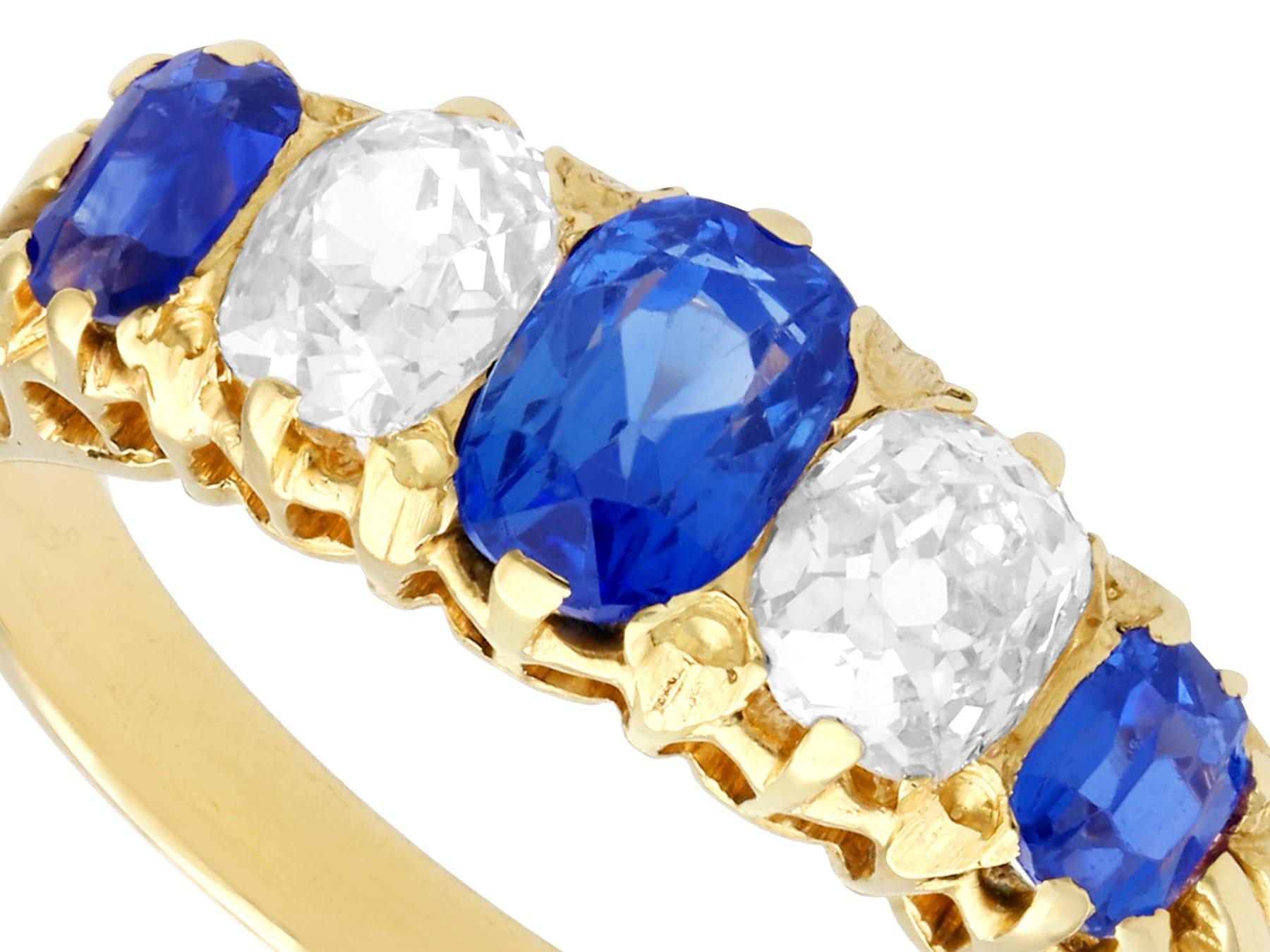 Victorian 1.05Ct Oval Cut Sapphire and Diamond Yellow Gold Cocktail Ring In Excellent Condition For Sale In Jesmond, Newcastle Upon Tyne