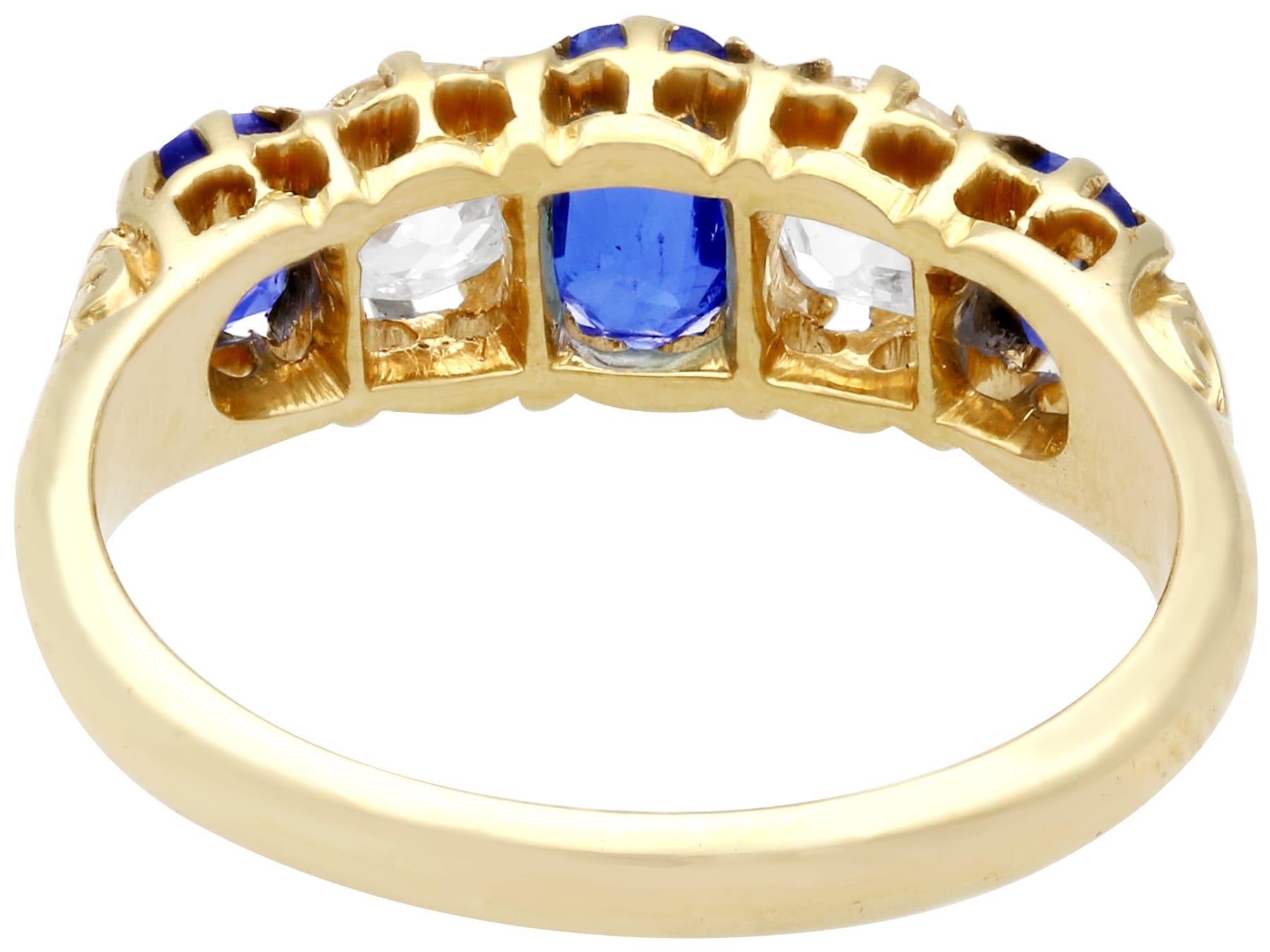Women's Victorian 1.05Ct Oval Cut Sapphire and Diamond Yellow Gold Cocktail Ring For Sale