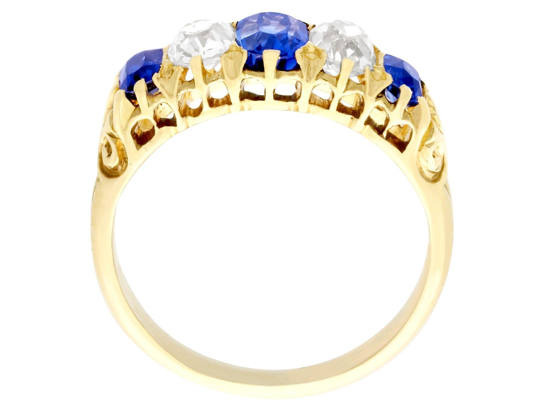 Victorian 1.05Ct Oval Cut Sapphire and Diamond Yellow Gold Cocktail Ring For Sale 1