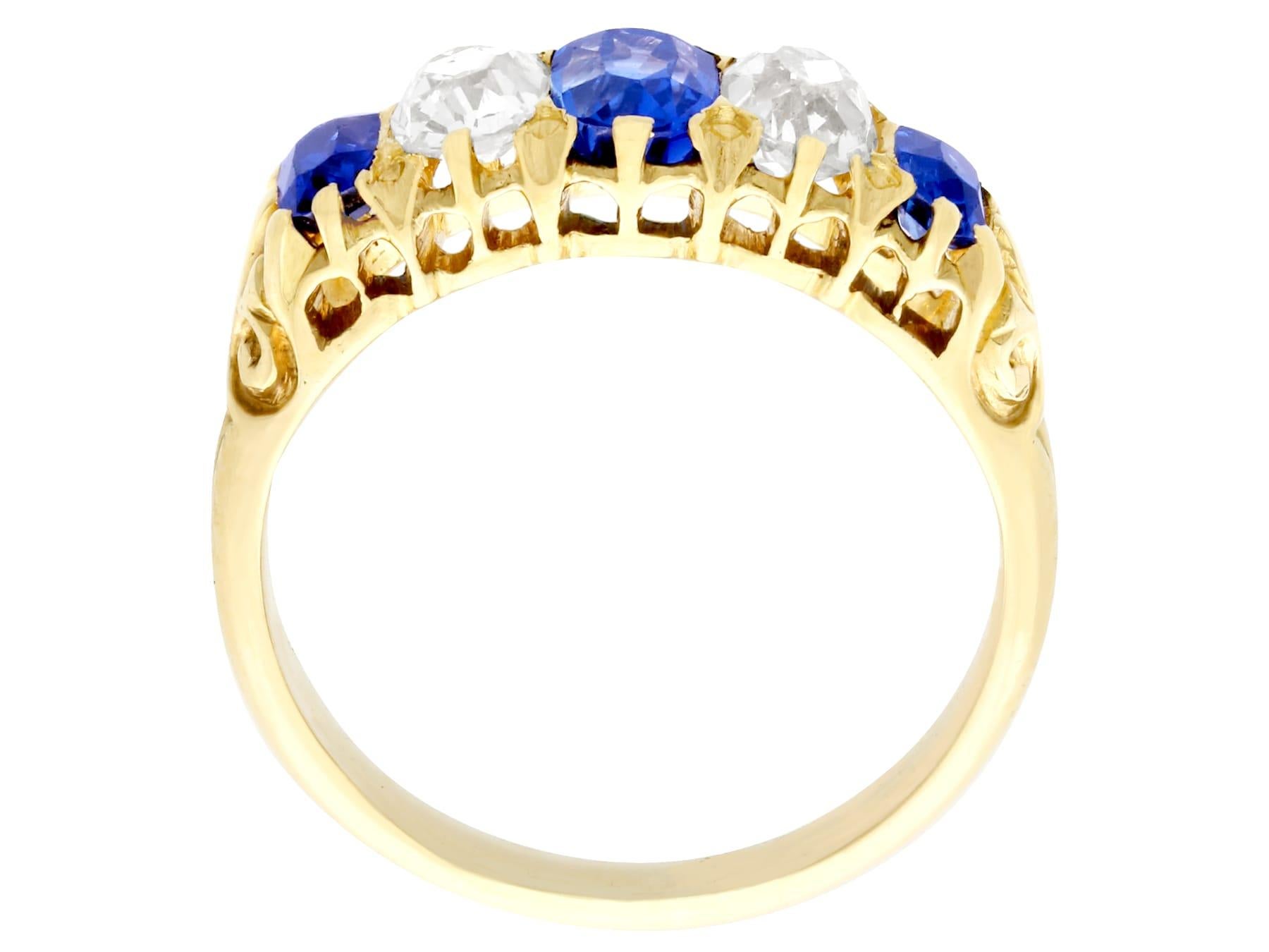 Victorian 1.05Ct Oval Cut Sapphire and Diamond Yellow Gold Cocktail Ring 1