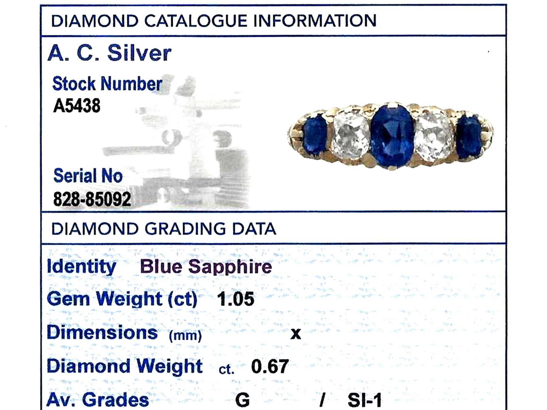 Victorian 1.05Ct Oval Cut Sapphire and Diamond Yellow Gold Cocktail Ring For Sale 2