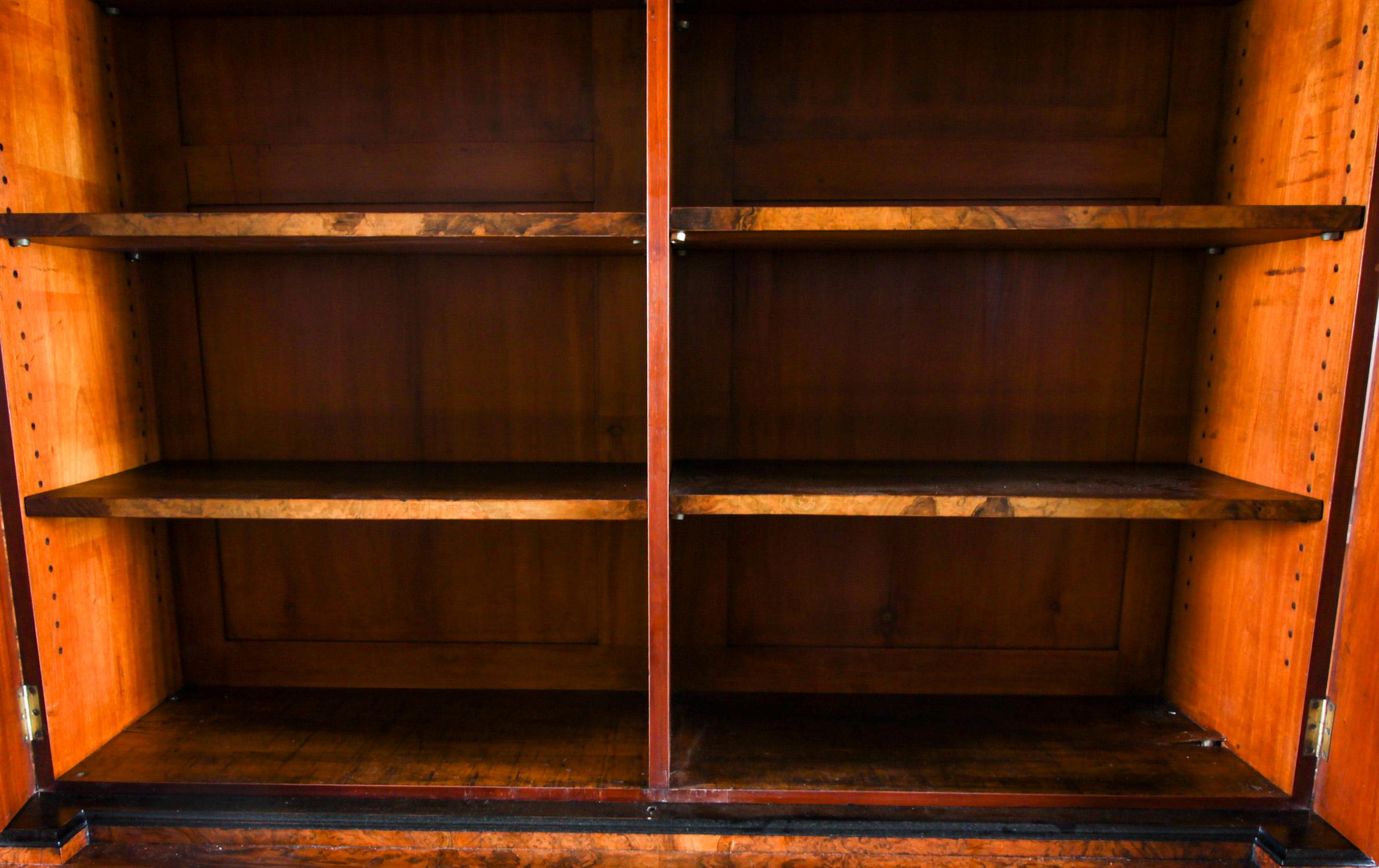 Antique Victorian 10ft Four Door Burr Walnut Library Bookcase 19th Century 5