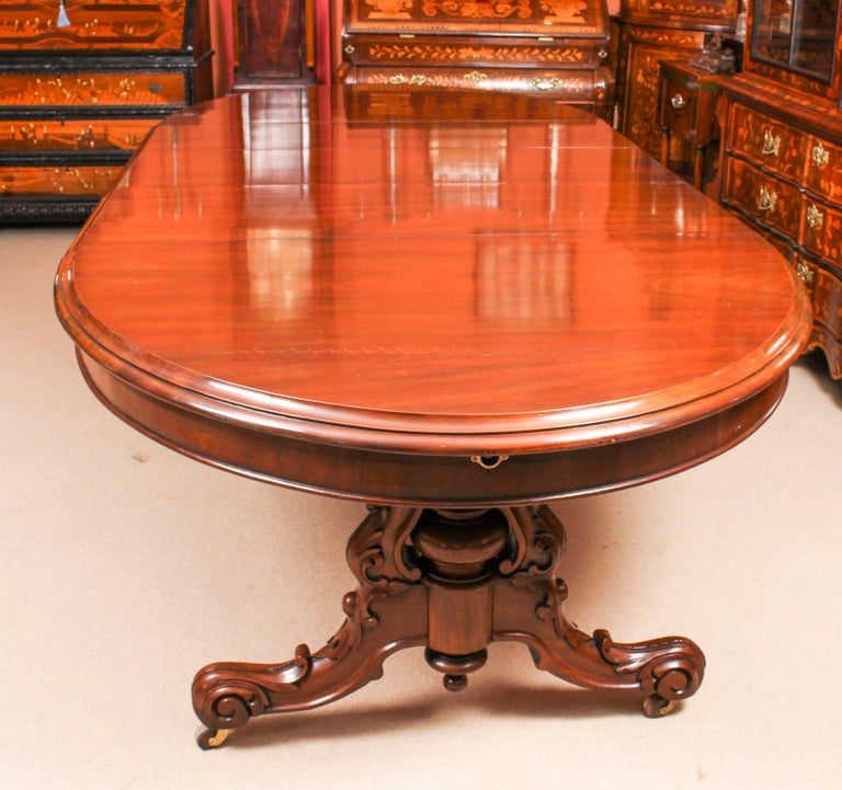 Antique Victorian 10ft Mahogany Twin Base Extending Dining ...