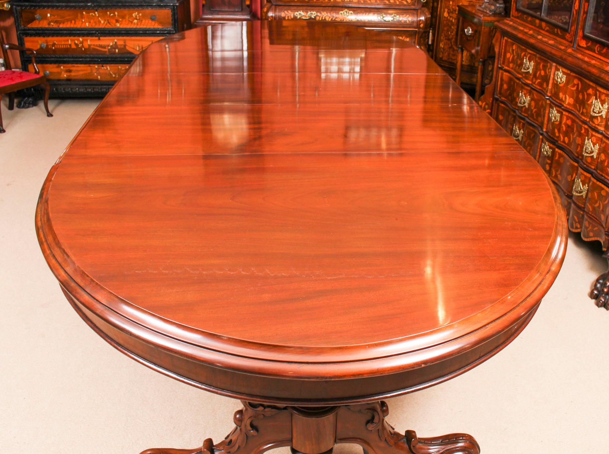 Antique Victorian 10ft Mahogany Twin Base Extending Dining Table 19th C In Good Condition In London, GB