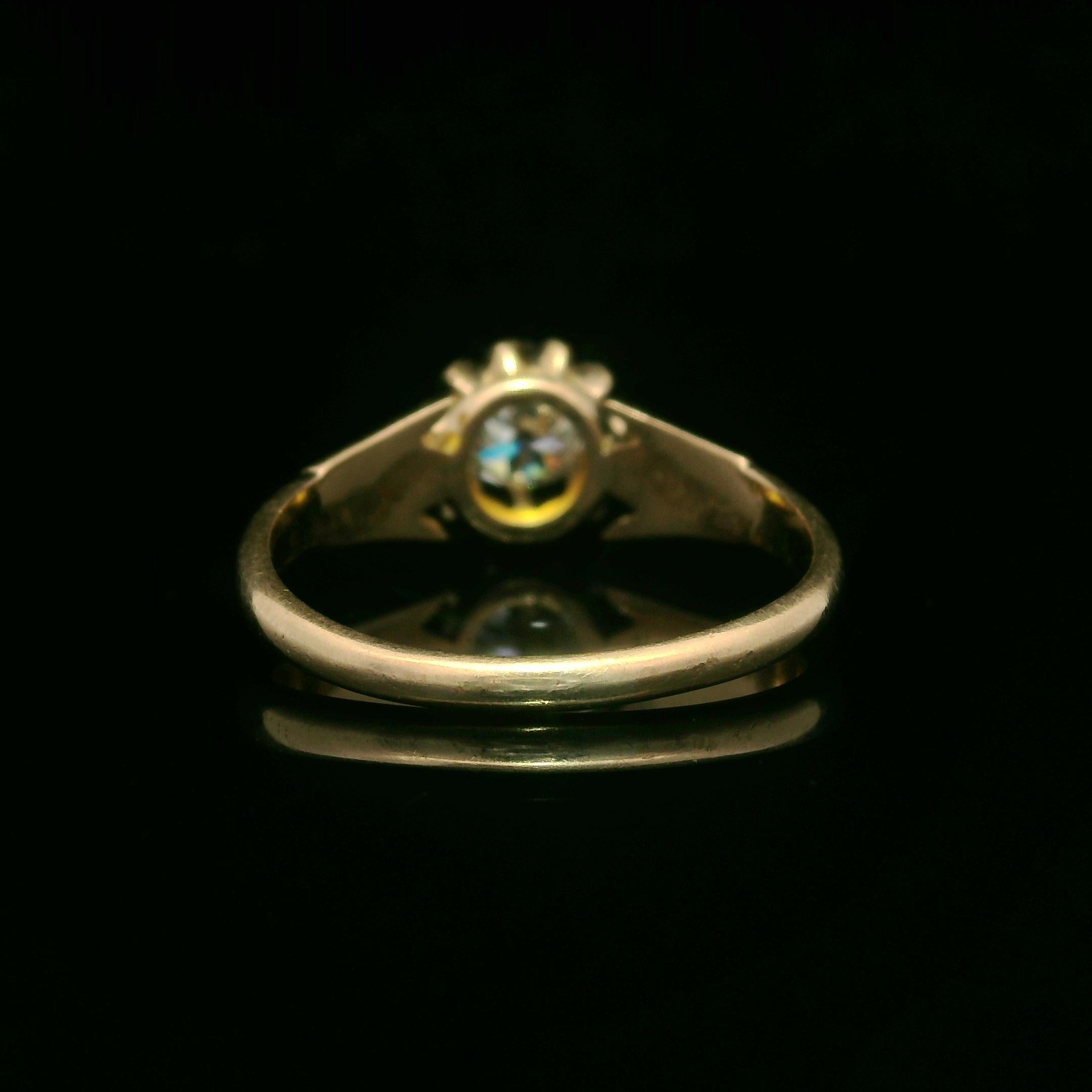Bague solitaire victorienne ancienne en or 10 carats avec diamant taille européenne ancienne de 0,48 carat en vente 1