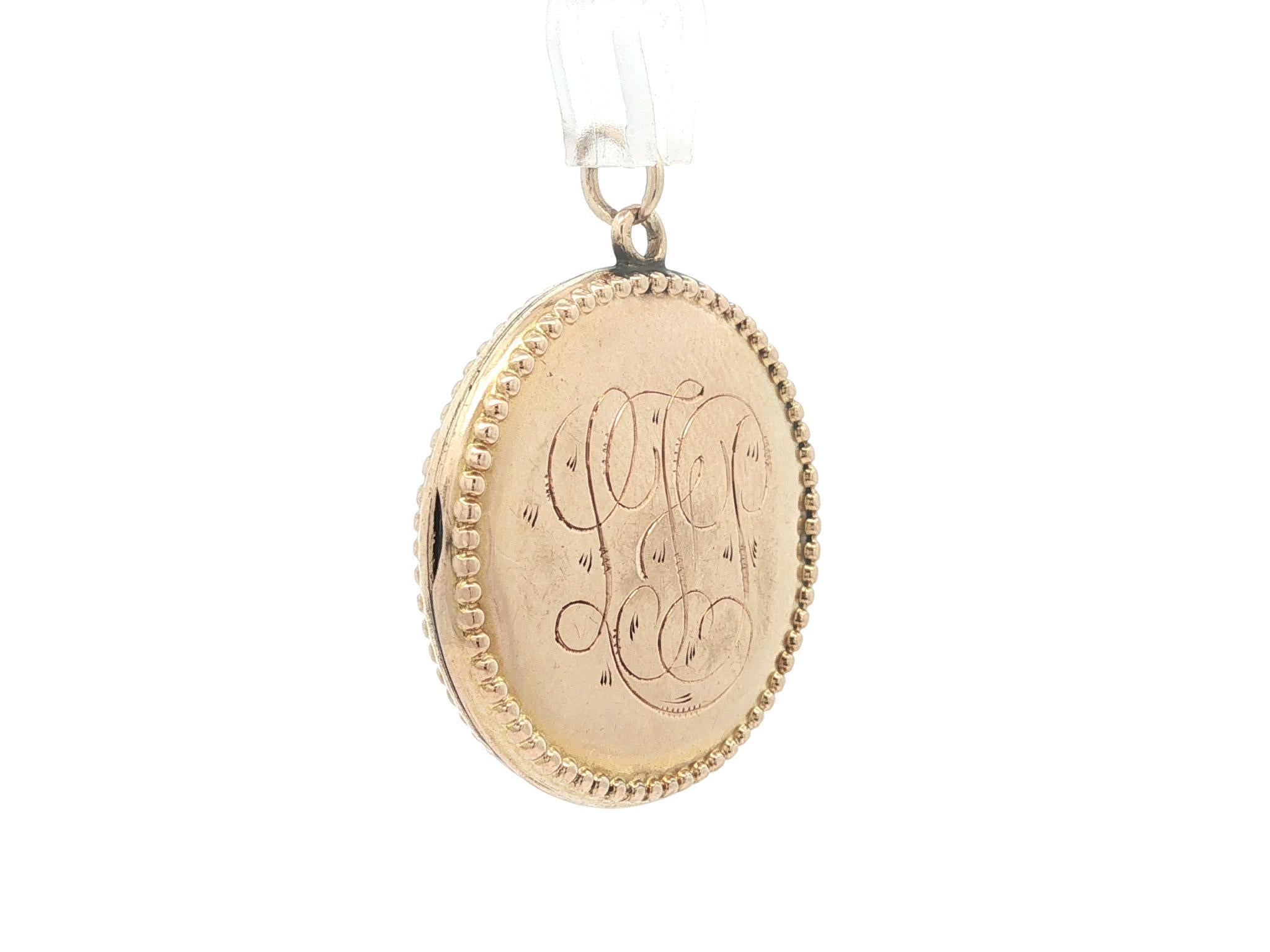 Antique Victorian 10k Gold Old Mine Diamond Monogramed Circle Locket Pendant For Sale 7