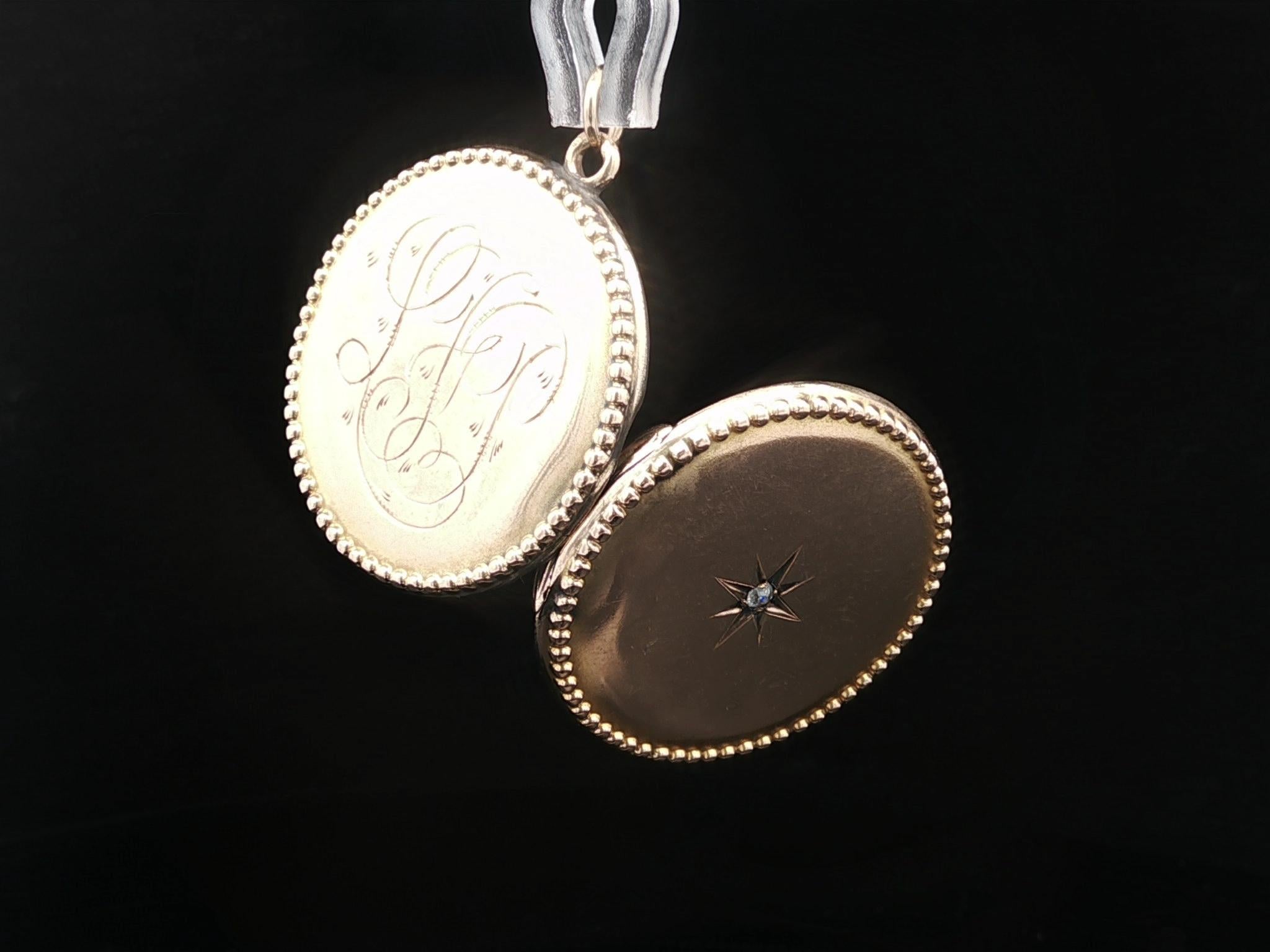 Women's Antique Victorian 10k Gold Old Mine Diamond Monogramed Circle Locket Pendant For Sale