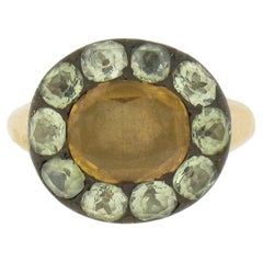 Antike viktorianische 10k Gold & Silber GIA Gelb Imperial Topas w / Paste Halo Ring