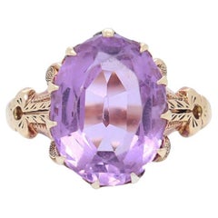 Antique Victorian 10K Rose Gold & Crown-Set Amethyst Cocktail Ring
