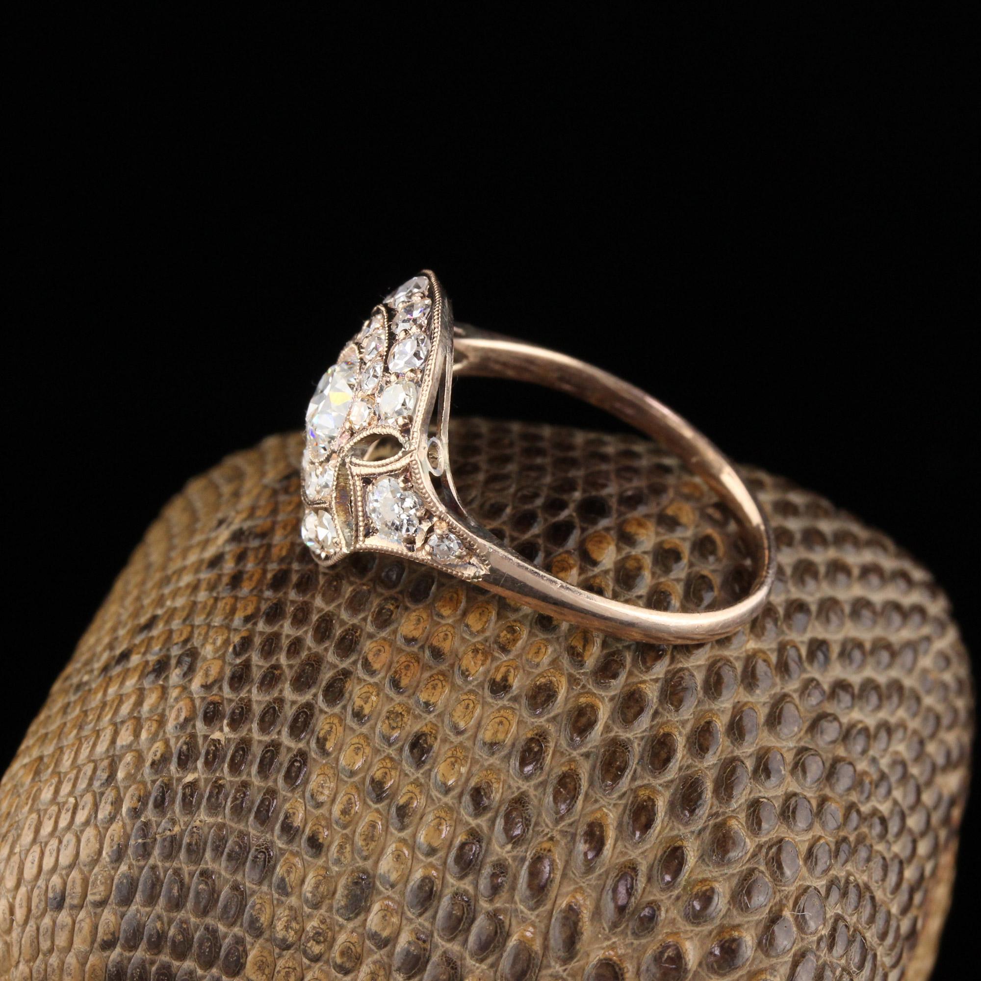 Old European Cut Antique Victorian 10 Karat Rose Gold Diamond Engagement Ring